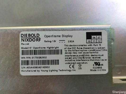 Wincor 1750242978 LCD de 15 polegadas de alto brilho e alta luminosidade 285 HB LCD BOX peças sobressalentes para ATM